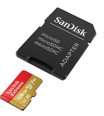 Micro SD Card + adapter 128GB SanDisk Extreme SDSQXAA-128G-GN6MA