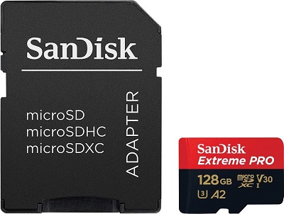 Micro SD Card + adapter 128GB SanDisk Extreme PRO SDSQXCD-128G-GN6MA