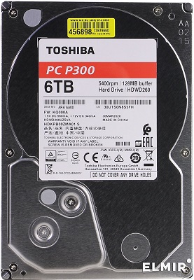 6TB TOSHIBA 3.5" SATA III 128MB 5400rpm HDWD260UZSVA P300